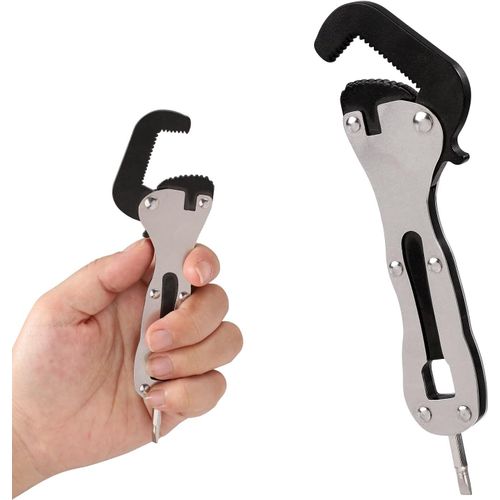Clé à Molette Universelle Lasuroa, Micro-Auto-Ajustable, Multifonction, avec Tête de Tournevis, pour Espaces Restreints