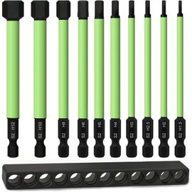 Lot de 10 embouts hexagonaux pour visseuse à percussion S2 100 mm 1/4"" pour visseuse sans fil 1,5/2/2,5/3/4/5/6/8/10/12