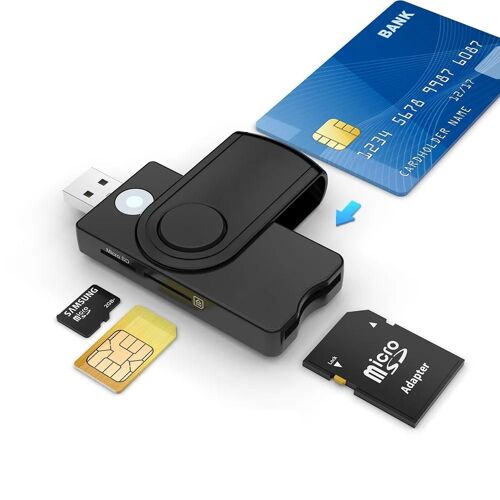 X02 USB SIM lecteur de carte à puce pour carte bancaire IC/ID EMV SD TF MMC lecteurs de cartes USB-CCID ISO 7816 pour Windows 7 8 10 Linux OS