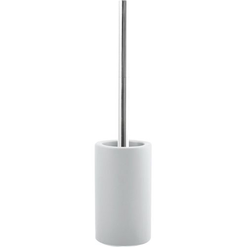 Brosse WC Porte-Balai Toilette Pot à Balai ¿Tube¿ Ensemble WC à Poser en Porcelaine et Acier Inoxydable Argenté