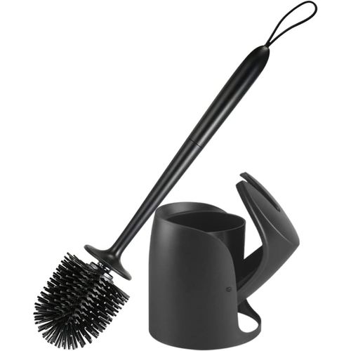 Brosse de Toilette Murale et sur Pied en Silicone Ensemble avec Long Manche et Support à Séchage Rapide pour Salle de Bain (Blanc et Gris)