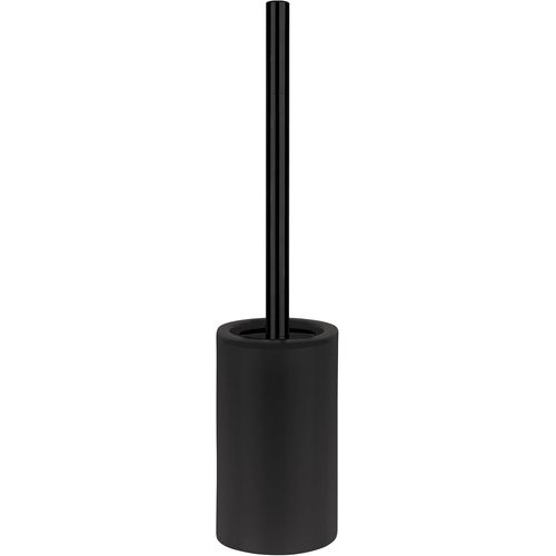 Brosse WC Porte-Balai Toilette Pot à Balai ¿Tube¿ Ensemble WC à Poser en Porcelaine et Acier Inoxydable Argenté