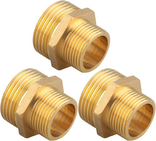 KALANKA-Mamelon de réduction en laiton G3/4"" x G1/2"" mâle/mâle,3PCS Mamelon double Réduit G3/4"" à G1/2""(Ø 25,7mm x Ø 20,3mm),Filetage mâle des deux côtés G3/4"" x G1/2"",Convient pour l'eau potable