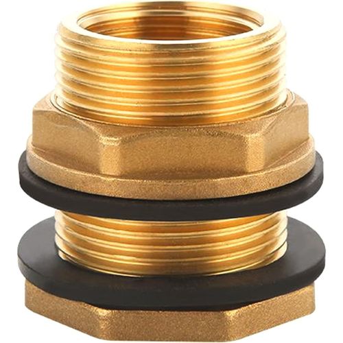 Traversée de tonneau d'eau de pluie en laiton femelle G1""(Ø30,5mm) x mâle G1 1/4""(Ø41,3mm),2 joint d'étanchéité inclus,Raccord de réservoir Passage pour réservoirs Réservoirs Fûts