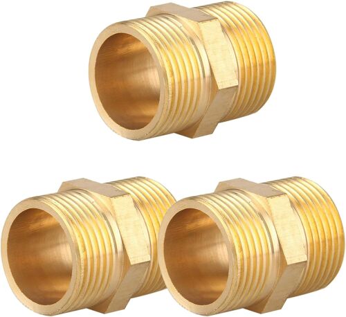 Kalanka-Mamelon Double G3/4"" (Ø 25,7mm) Laiton Mâle,3 Pièces Mamelon Double Hexagonal G3/4""M/M,Raccord De Jonction 2 X M Raccord Fileté,Double Mamelon Raccords En Laiton Convient Pour L'eau Potable