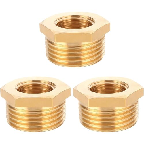 Réducteur en laiton G3/4"" à G1/2"" (M Ø 25mm x F Ø 20mm),3 pièces Réduction Raccord fileté G3/4"" mâle X G1/2"" femelle,Réduction mâle/femelle,Réducteur en laiton