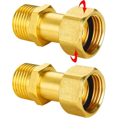 KALANKA-2 pièces Raccord en laiton Les deux côtés sont identiques G1/2"" x G1/2"" mâle x femelle (M Ø 20,3mm x F Ø 19,5mm),DN15,Laiton Raccord mobile Passage G1/2"" avec joint d'étanchéité