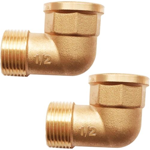 2 pièces Coude en laiton 90 G1/2"" femelle/mâle(F Ø 19,5mm x M Ø 20,3mm),DN15,Coude 90 degrés F/M laiton,Raccord fileté adapté à l'eau potable