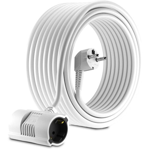 Rallonge câble - Prise Schuko avec connecteur à 2 Voies coudée à 90 °- Prise UE - CEE 7/7 à 2 Prises CEE 7 - jusqu'à 250V- 50Hz - 16A ¿ Longueur 7.5m