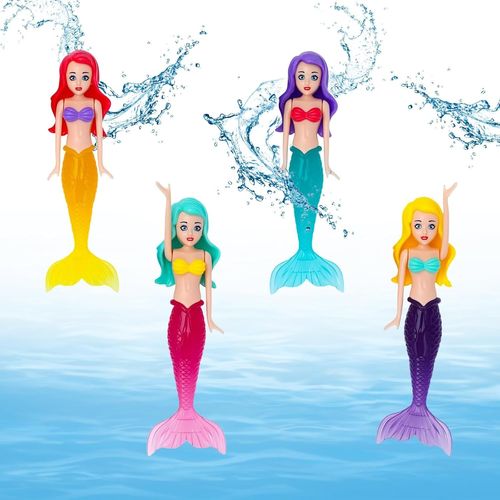 Jouets Piscine, 4 Pièces Anneau Piscine, Comprenant 4 Sirènes, Abs Bleu, Orange, Jaune, Vert Jouet De Piscine, Convient Pour L'entraînement À La Plongée, Les Jeux Sous L'eau, La Piscine