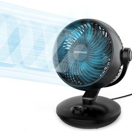 Ventilateur Silencieux 22dB, Ventilateur de Table Puissant Turbo avec Ecran et Minuterie de 9 Heures - Oscillation à 100° et 80° - 6 Niveaux de Vitesse - Pour Chambre/Bureau/Cuisine