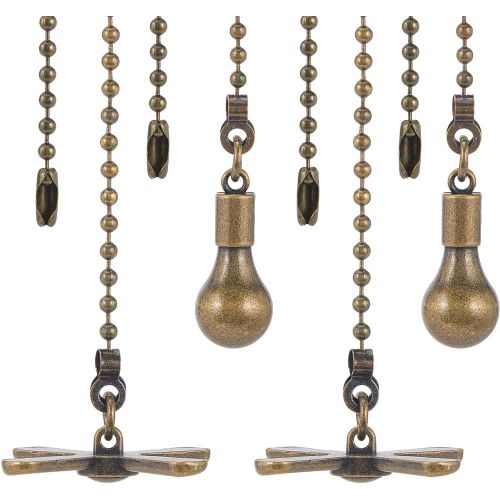 SEPT-4 chaîne de Traction pour Ventilateur de Plafond - Chaîne D'Extension avec Ampoule Décorative et Cordon de Ventilateur - pour Plafonnier - Rallonge de Chaîne de Ventilateur - Bronze Antique