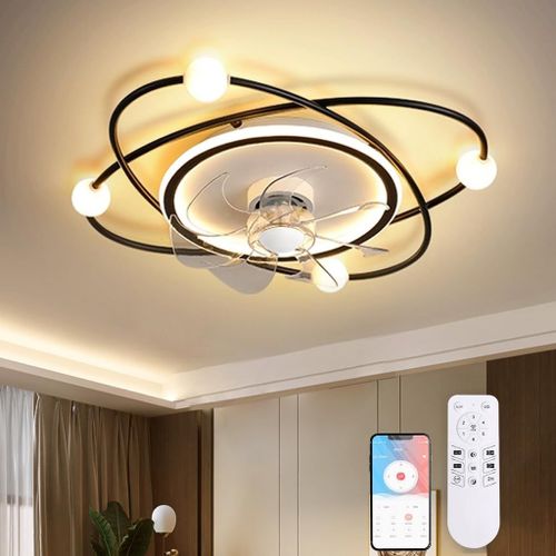 CHECARZHN--NO1-Ventilateur De Plafond Avec Éclairage Silencieux Moderne Led, 48W Ventilateur Plafond Avec Lumiere, Ventilateur De Plafond Avec Éclairage Et Télécommande,Salle À Manger, Salon, Chambre