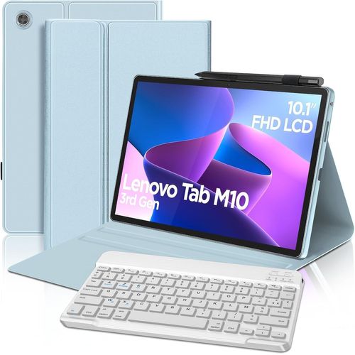 Clavier Pour Lenovo Tab M10 (3rd Gen) 10.1"" 2022, Clavier Azerty Français Bluetooth Sans Fi, Intelligent Housse Pour Lenovo Tab M10 3ème Génération 10.1"" Tb328fu/Xu, Bleu[Z1544]