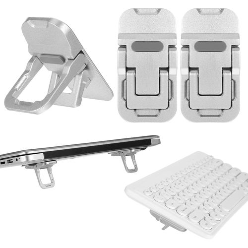 WQS-Lot de 2 supports pour ordinateur portable à double ajustement, invisible, autocollant, en silicone, antidérapant, pour la plupart des claviers d'ordinateur portable (argenté)