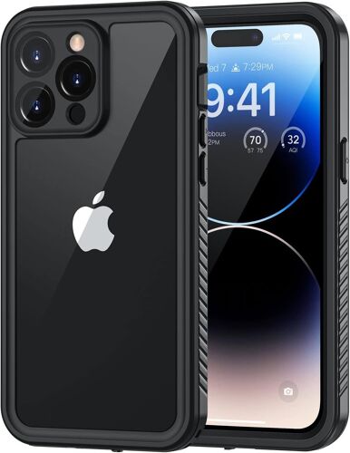 JGD-Coque pour iPhone 14 Pro Étanche - Antichoc Incassable 360 Intégrale [avec Protection Écran+Camera] IP68 Waterproof Militaire Chantier Antipoussière Pochette Étanche pour iPhone 14 Pro Noir