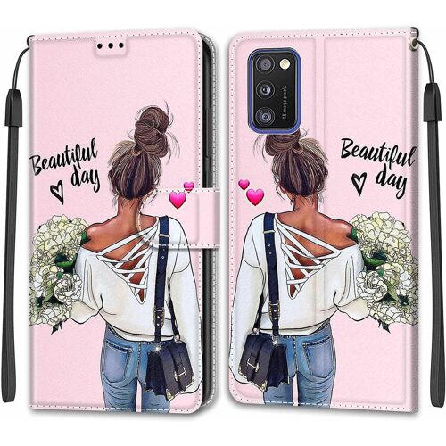 Coque Pour Samsung Galaxy A41, Etui Samsung A41, Housse De Galaxy A41 En Cuir Pu, Etui Housse En Cuir De Protection Avec [3 Emplacements Pour Cartes] [Magnetique] Flip Case(Fille)