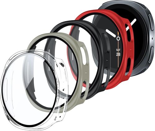 Sjzg-Lot De 4 Coques De Protection Pour Samsung Galaxy Watch 8 44 Mm En Polycarbonate Rigide Avec Design Ajouré Et Surface Résistante Aux Rayures (Lumière Étoilée, Noir, Transparent Et Rouge)