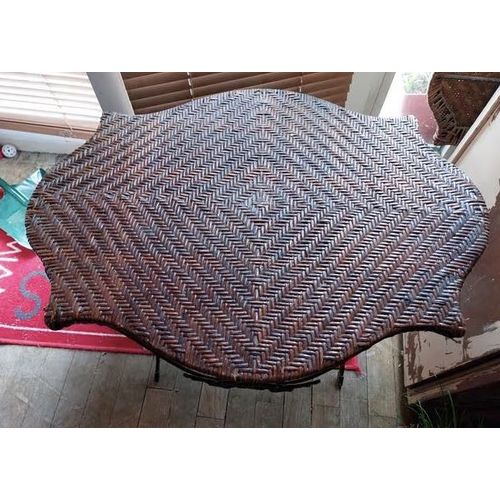 Table Basse Pliante En Rotin Et Fer Forgé