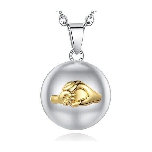 Bola De Grossesse Motif Mains Dorées Mère Et Enfant Collier Bijou