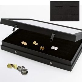 Vitrine Pour Boutons De Manchette - Non Spécifié - 5685 - Bois Noir - 50 Boutons - Fermoirs À Pression