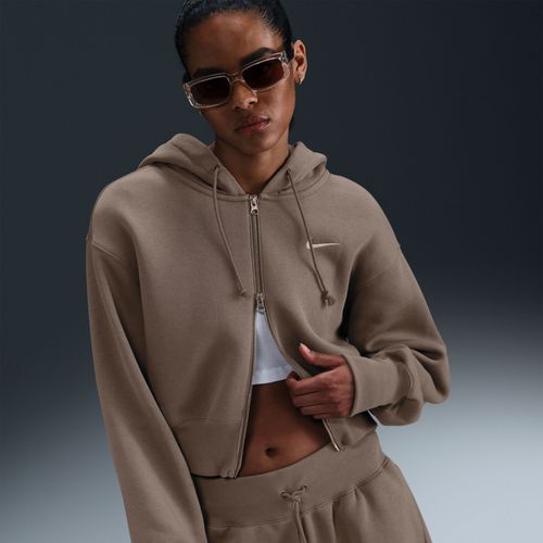 Sweat À Capuche Et Zip Court Et Ample Nike Sportswear Phoenix Fleece Pour Femme - Marron