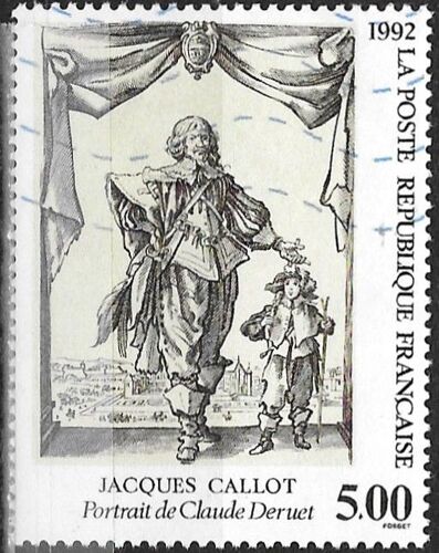 France 1992, Beau Timbre Yvert 2761, Gravure De Jacques Callot, "Portrait De Claude Deruet", Oblitéré, Tbe.