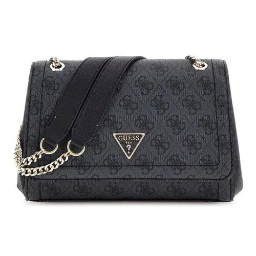 GUESS Sac à épaule gris foncé noir pour femme - Noelle II Convertible Xbody Flap Bag Coal Logo 310250
