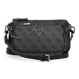 GUESS Sac à épaule bandoulière gris foncé noir pour femme - Noelle II Double Pouch Crossbody Bag Coal Logo 311039