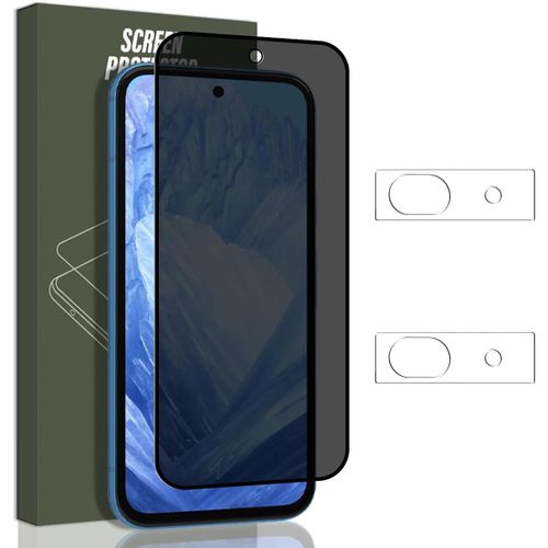 CAUC-Verre Trempé Anti-espion pour Google Pixel 8A, Contenir 1 Pièce Film Protection Ecran de Confidentialité et 2 Pièces Caméra Arrière Protecteur, Protection écran pour Google Pixel 8A