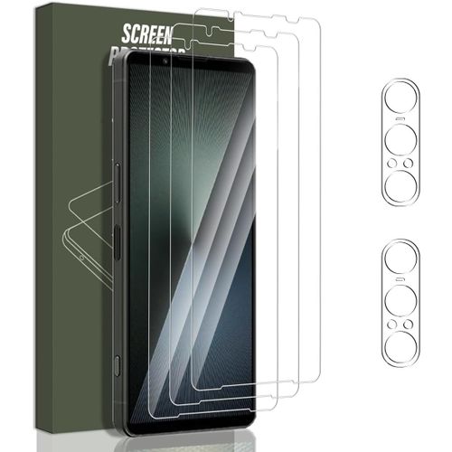 CAUC-Verre Trempé pour Sony Xperia 1 VII Protection écran [3 Pièces] et Caméra Arrière Protecteur [2 Pièces], Transparent HD/Sans Bulles, Protection écran pour Xperia 1 VII