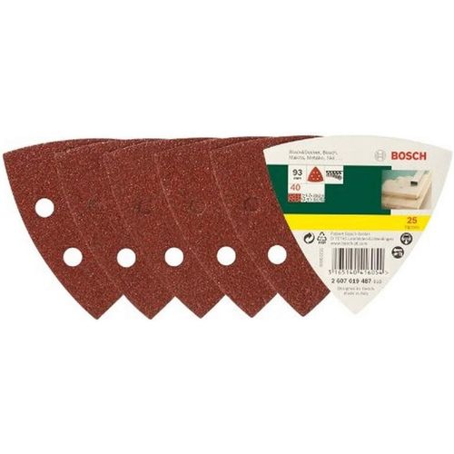 IAWAN-Accessories 2607019487 Lot de feuilles abrasives pour Ponceuse Delta Grain 40 25 pièces Argent