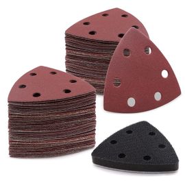 SEPT-120 Pièces Delta-Triangles de Ponçage Papier Abrasifs pour Ponceuse Delta - 93 x 93 x 93 mm Triangles Abrasifs Autoagrippants (Grain 40/80/120/180/240/320, 6 Trous)