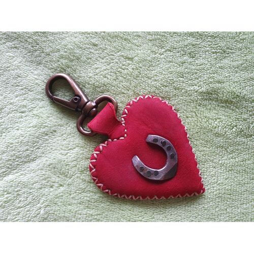 Coeur cuir brodé Porte-clés