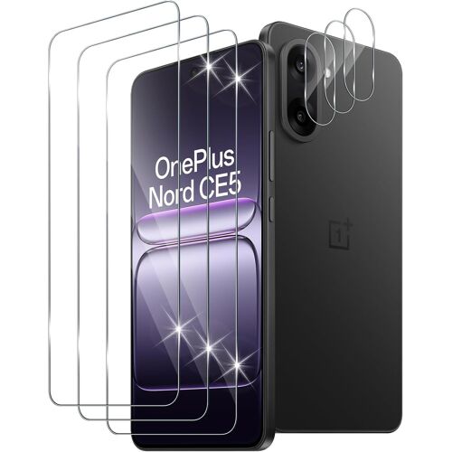 SJZG-3 Pièces Verre Trempé Pour Oneplus Nord Ce 5 Avec 3 Pièces Caméra Arrière Protecteur, Dureté 9H Film Protection Écran En Sans Bulles, Ultra Hd Film Vitre Trempé