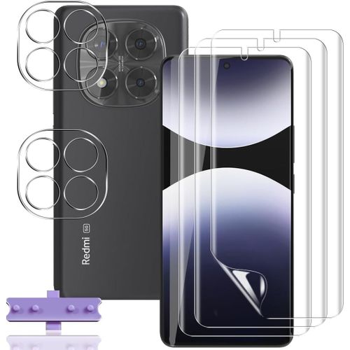 CAUC-3+2 Pièces Protection D'écran pour Xiaomi Redmi Note 14 Pro 4G (Pas Verre Trempé) Film TPU Flexible + Caméra Arrière Protecteur, HD Ultra Protection écran pour Xiaomi Redmi Note 14 Pro 4G