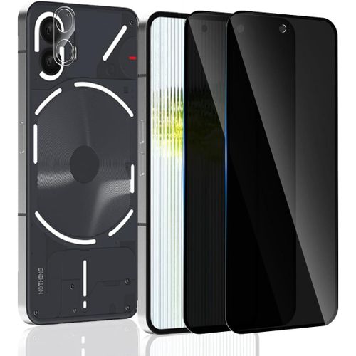 KAL-Verre Trempé Pour Nothing Phone (2) Anti-Espion Verre Trempé 2 Pièces + 1 Pièces Arrière Caméra Verre Trempé, 9H /Anti Rayures/Sans Bulles Pour Nothing Phone (2) Anti-Spy Protection D'Écran