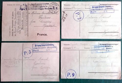 14-18 : Lot De 4 Cartes-Lettre Des Camps De Prisonniers De Meschede Et De Hameln En Allemagne (1915-1916)
