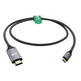 Câble Usb-C Vers Hdmi 4K @ 60 Hz Pour Miroir D'Écran, Iphone 15/16, Macbook Pro/Air, Dell Lenovo, Ordinateur Portable Vers Écran Tv, Projecteur, Gris, 1,8 M