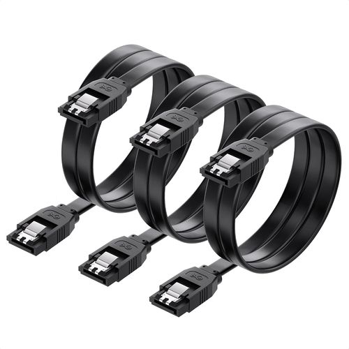 TIANYI-Lot de 3 Cable Sata 3, Câble Sata III 60 cm de Ensemble 3 Pièces SATA III 6.0 Gbps, noir