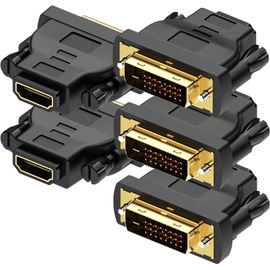 Adaptateur Hdmi Vers Dvi - Bidirectionnel - Dvi-D Mâle Dual Link Vers Hdmi Femelle - Convertisseur Pour Moniteur, Pc, Tv, Jeux, Projecteur - 1080P Full Hd 60Hz - Connecteur Or - 5 [HDM923910]