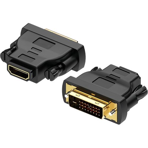 Adaptateur Hdmi Vers Dvi - Bidirectionnel - Dvi-D Mâle Dual Link Vers Hdmi Femelle - Convertisseur Pour Moniteur, Pc, Tv, Jeux, Projecteur - 1080P Full Hd 60Hz - Connecteur Or \U2013 2 Unités