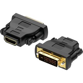 Adaptateur HDMI vers DVI - Bidirectionnel - DVI-D Mâle Dual Link vers HDMI Femelle - Convertisseur pour Moniteur, PC, TV, Jeux, Projecteur - 1080p Full HD 60Hz - Connecteur Or \u2013 2 Unités