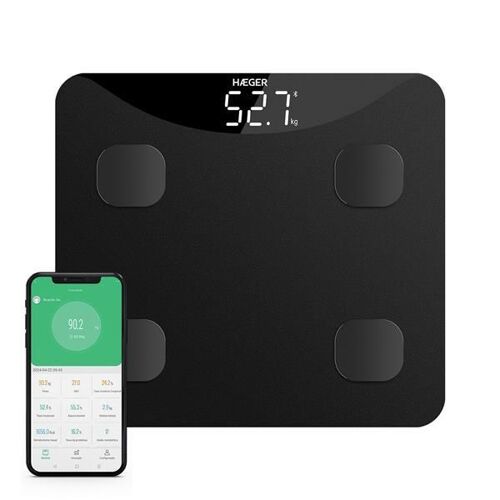 Haeger Inteliscale Carré Noir Pèse-Personne Électronique