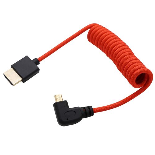 Câble Micro-Hdmi Vers Hdmi 8K 4K 60P Rouge Tressé Spiralé De 30 Cm Pour Appareil Photo Canon R5C R8 R10 Sony A7C A7Riv X-T50 Sigma Fp Appareil Photo Atomos Ninja V Ultra Feelword, Type A D[Z941]