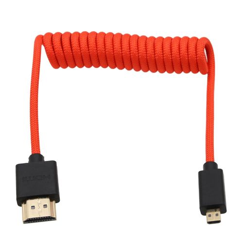 TIANYI-Câble micro HDMI 4K120 8K60 Raw pour ATOMOS Ninja V Ultra Shinobi, Sony ZV-E10 A7C A7R IV A6700, Canon R5C R100 R8 R6 M50 MKII, Nikon Fujifilm Sigma FP, rouge tressé spiralé, 30 cm