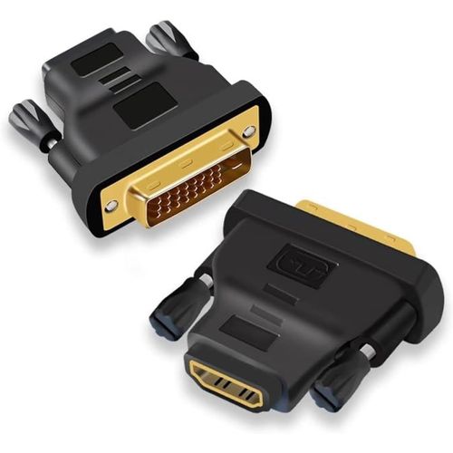Adaptateur Hdmi Vers Dvi - Bidirectionnel - Dvi-D Mâle Dual Link Vers Hdmi Femelle - Convertisseur Pour Moniteur, Pc, Tv, Jeux, Projecteur - 1080P Full Hd 60Hz - Connecteur Or