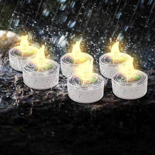 6x Bougie Solaire Exterieur, Bougies Solaires d'extérieur étanches, Led Solaire Extérieur, Bougies LED d'extérieur pour Jardin, Balcon, Terrasse ou Fête, Décorations d'Halloween et de Noël