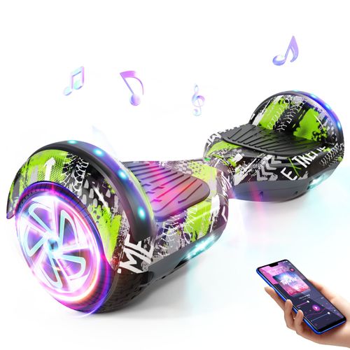 Sisigad Hoverboard 6.5'' Hy-A02c, Bluetooth + Lumière Led, Autonomie 7-8km, Vitesse Maximale 10km/H, Batterie 18v/2.6ah, Meilleur Cadeau Pour Les Enfants - Vert