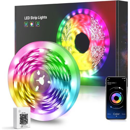 Ruban Led 20m, Led Chambre Bluetooth Bande Led Rgb Lumineuse Flexible Multicolore Avec App Contrôle Y Télécommande, Utilisé Pour La Décoration De Maison De Chambre À Coucher